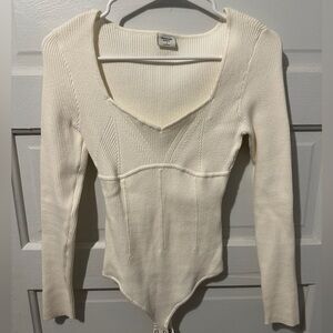 Abercrombie & Fitch Off White Ribbed Body Suit